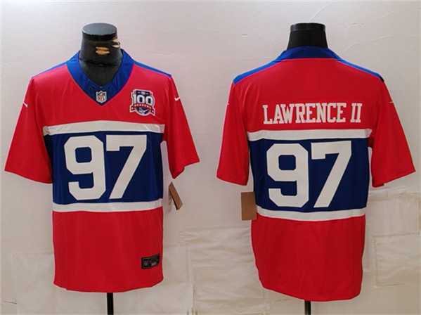Mens New York Giants #97 Dexter Lawrence II Century Red 100TH Season Commemorative Patch Limited Stitched Jersey->new york giants->NFL Jersey